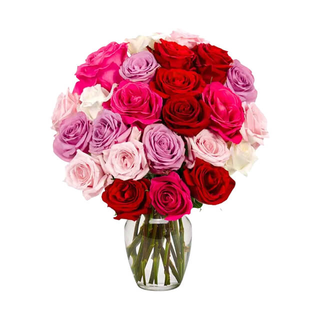 Two Dozen Assorted Sweetheart Roses